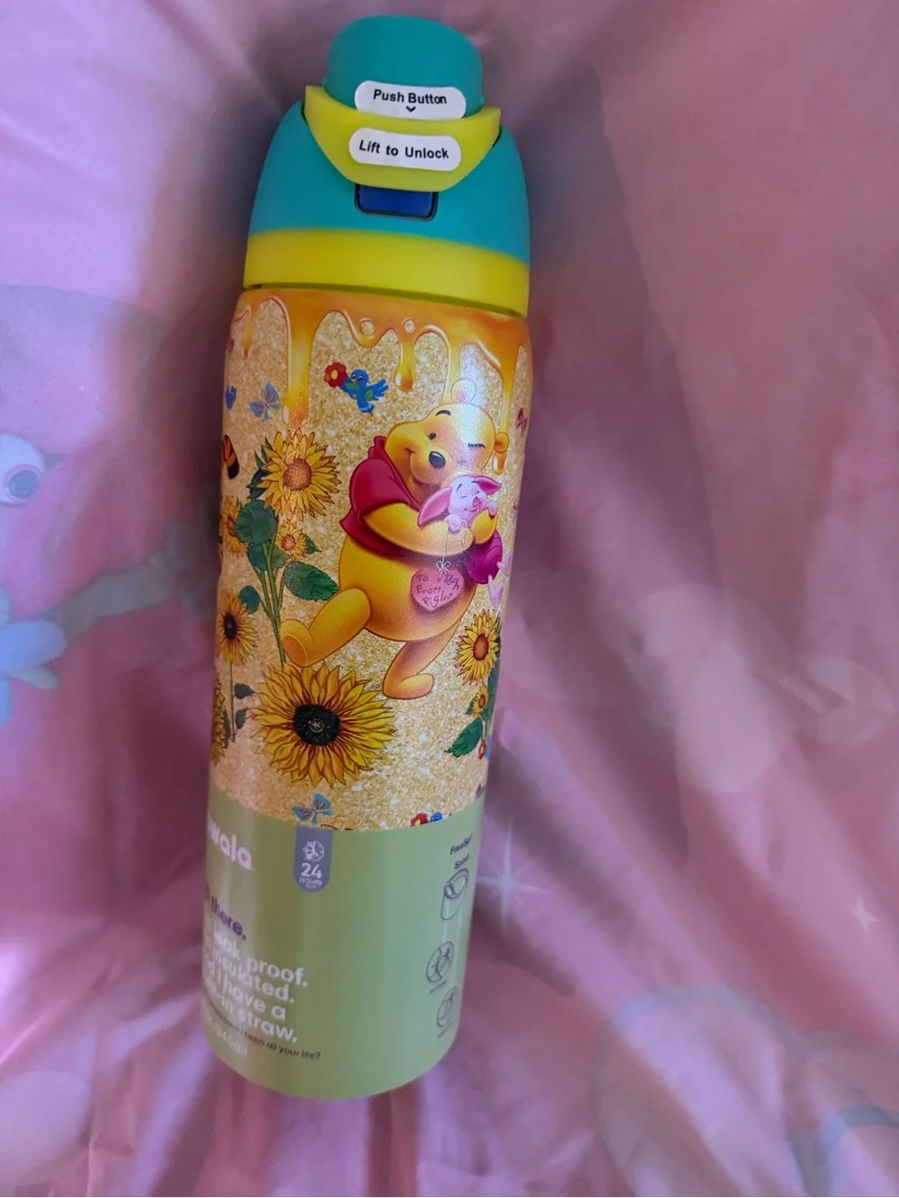 Disney Winnie the Pooh Kids Water Bottle - Teal & Yellow